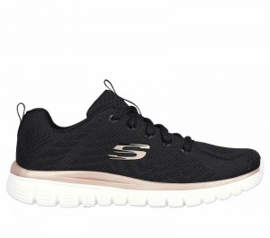 Tenis Training Skechers Graceful - Get Connected Mujer Negros Dorados | 684503XBA