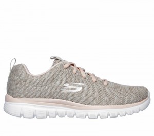 Tenis Training Skechers Graceful - Twisted Fortune Mujer Beige Coral | 842560FIZ