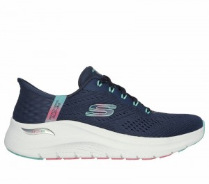 Tenis Training Skechers Slip-ins: Arch Fit 2.0 - Easy Chic Mujer Azul Marino Turquesa | 135468GDR