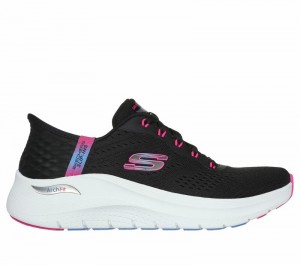 Tenis Training Skechers Slip-ins: Arch Fit 2.0 - Easy Chic Mujer Negros Rosas | 894012GXI