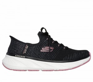 Tenis Training Skechers Slip-ins Relaxed Fit: Edgeride Mujer Negros Rosas | 084291IGW