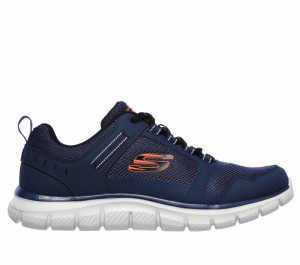Tenis Training Skechers Track - Knockhill Hombre Azul Marino Naranjas | 786429JXQ
