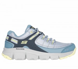 Tenis de Senderismo Skechers Summits AT - Artists Bluff Mujer Azules Amarillos | 580672CMQ