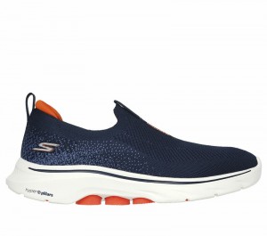 Tenis para Caminar Skechers GO WALK 7 Hombre Azul Marino Naranjas | 074928QGK