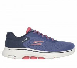 Tenis para Caminar Skechers GO WALK 7 - Cosmic Waves Mujer Azul Marino Coral | 731056RVB