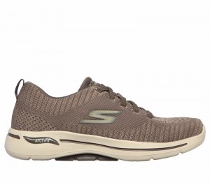 Tenis para Caminar Skechers GO WALK Arch Fit - Grand Select Hombre Grises Marrom | 619072ZGB