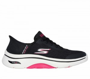 Tenis para Caminar Skechers Slip-ins: GO WALK Arch Fit 2.0 Mujer Negros Rosas | 712805DMX