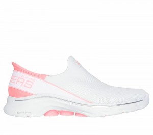 Tenis para Caminar Skechers Slip-ins: GO WALK 7 - Mia Mujer Blancos Rosas | 698357VOR