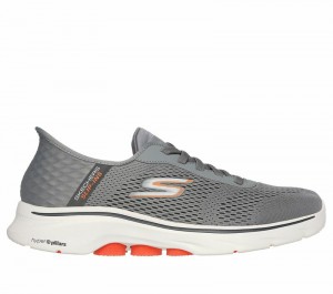 Tenis para Caminar Skechers Slip-ins: GO WALK 7 - Free Hand 2 Hombre Grises Naranjas | 872315HMU