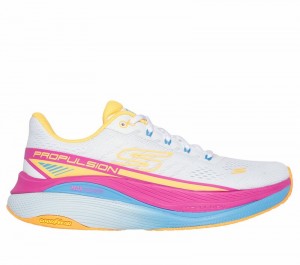 Tenis para Correr Skechers Max Cushioning Propulsion Mujer Blancos Naranjas | 125380EPB