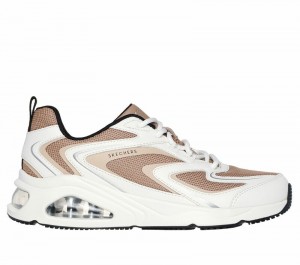 Zapatos Cuña Skechers Tres-Air Uno - Street Fl-Air Mujer Blancos Marrom | 697845BKS