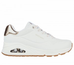 Zapatos Cuña Skechers Uno - Shimmer Away Mujer Blancos | 648071OAT