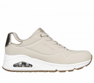 Zapatos Cuña Skechers Uno - Shimmer Away Mujer Beige | 823150ZSH