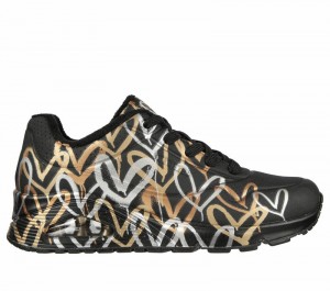 Zapatos Cuña Skechers x JGoldcrown: Uno - Metallic Love Mujer Negros Dorados | 796025XGD