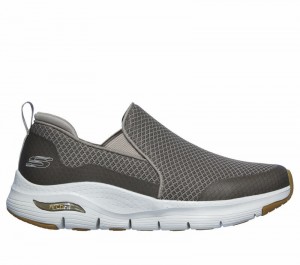 Zapatos Slip On Skechers Arch Fit - Banlin Hombre Grises Marrom | 853926ZOD
