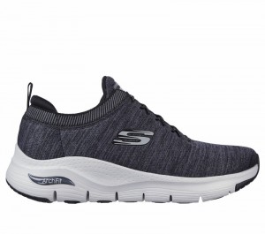 Zapatos Slip On Skechers Arch Fit - Waveport Hombre Negros Grises | 409158WYQ