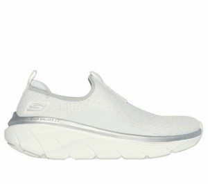 Zapatos Slip On Skechers Relaxed Fit: D'Lux Walker 2.0 - Sparkle Forever Mujer Blancos Plateados | 340721TBE