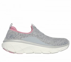 Zapatos Slip On Skechers Relaxed Fit: D'Lux Walker 2.0 - Bold State Mujer Grises Rosas | 690438RJG