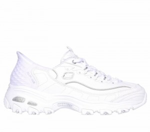 Zapatos Slip On Skechers Slip-ins: D'Lites - New Scene Mujer Blancos Plateados | 487390HDE