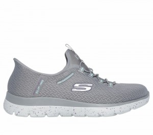 Zapatos Slip On Skechers Slip-ins Waterproof: Summits - Best Choice Mujer Grises Turquesa Claro | 597608OIP