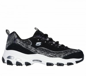 Zapatos con Cordones Skechers D'Lites - Reflections Mujer Negros Plateados | 309762PWF