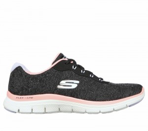 Zapatos con Cordones Skechers Flex Appeal 4.0 - Fresh Move Mujer Negros Coral | 124679RJZ