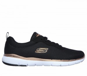 Zapatos con Cordones Skechers Flex Appeal 3.0 - First Insight Mujer Negros Rosas Dorados | 831275YAH