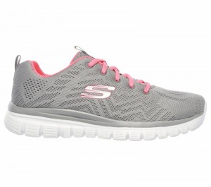 Zapatos con Cordones Skechers Graceful - Get Connected Mujer Grises Coral | 176425RWZ